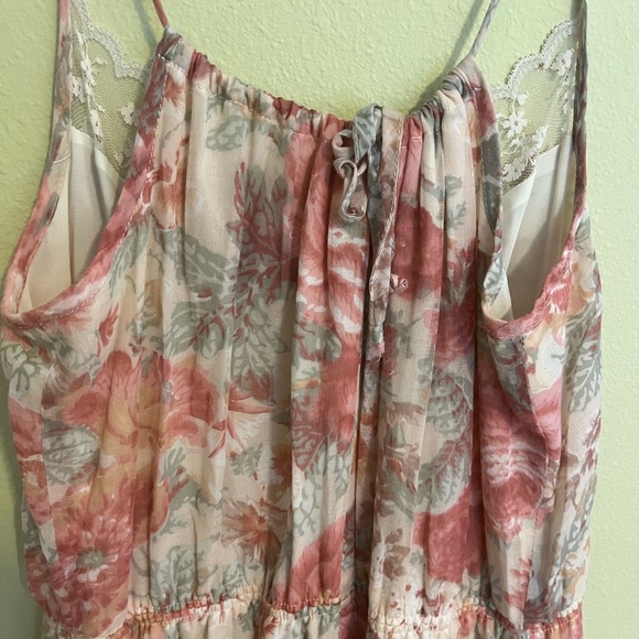 Phase II California. Maxi Halter Style Dress. No Size. Red Multicolor Floral - Picture 3 of 12